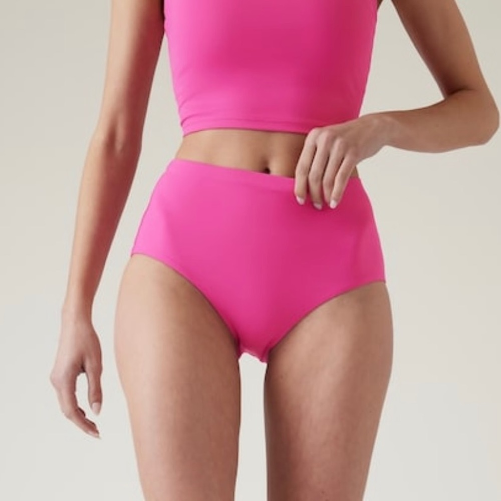ATHLETA High Waist Bikini Bottom // Salvia Pink